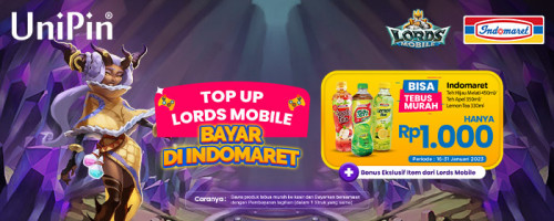 Top Up Lords Mobile, Bisa Tebus Murah Minuman Indomaret Hanya Rp1,000
